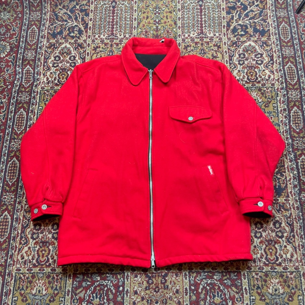 VTG‎ 80s 90s Marlboro Unlimited Red Wool Blend Zip Up Mackinaw Cruiser Jacket L